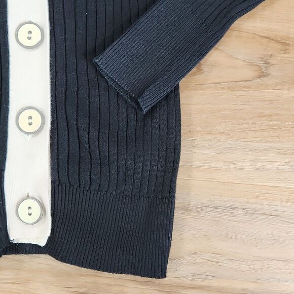 💜Vintage Old Navy Black & Cream Cardigan Sweater & Tanktop Set Small - Picture 7 of 13